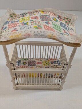 Vintage 1970s dollhouse Canopy Crib